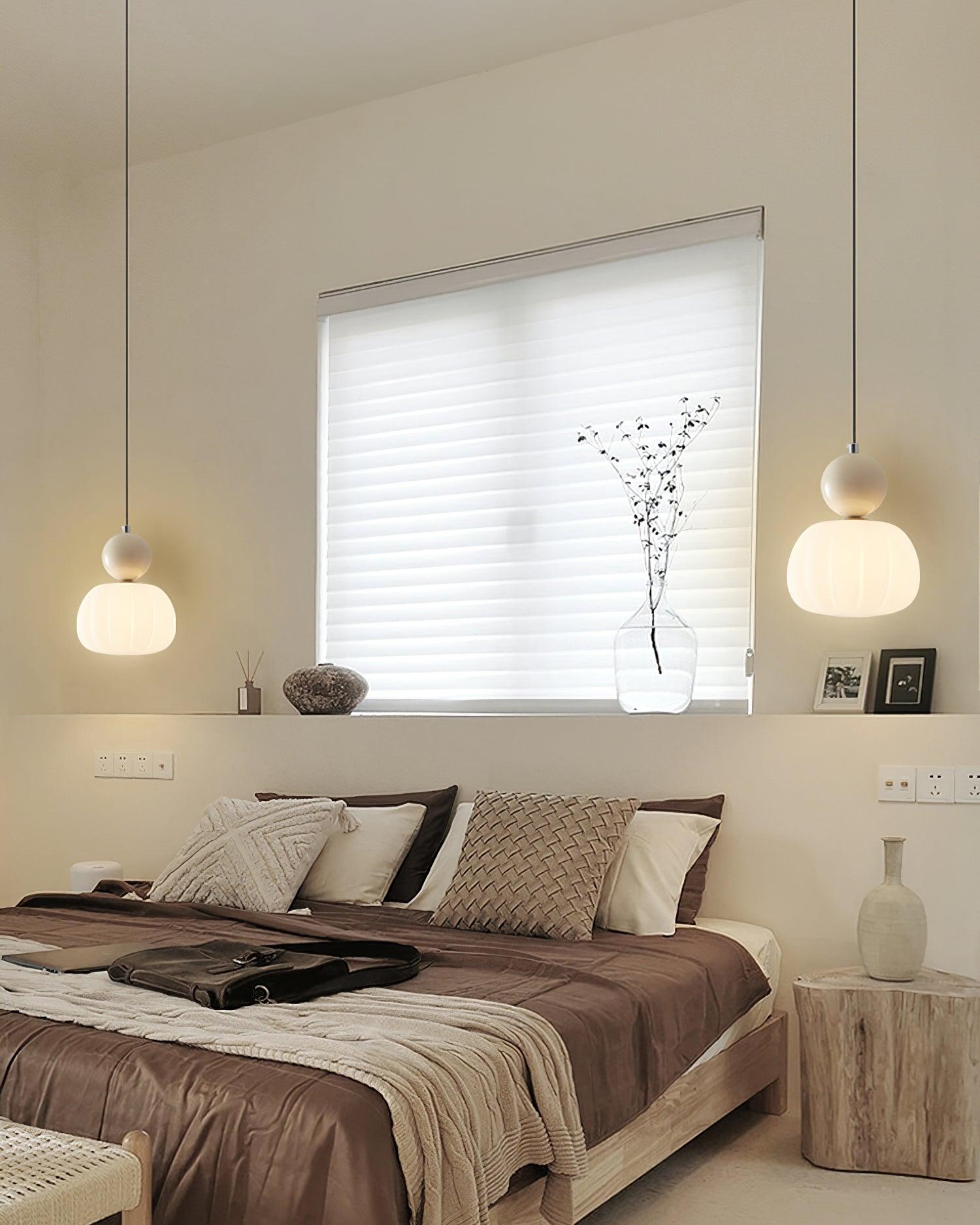 Pendant Light Acrylic Pumpkin Shade 5.5 in White Dining Room Bedroom Hanging Ceiling Fixture Adjustable Cord | Thomler