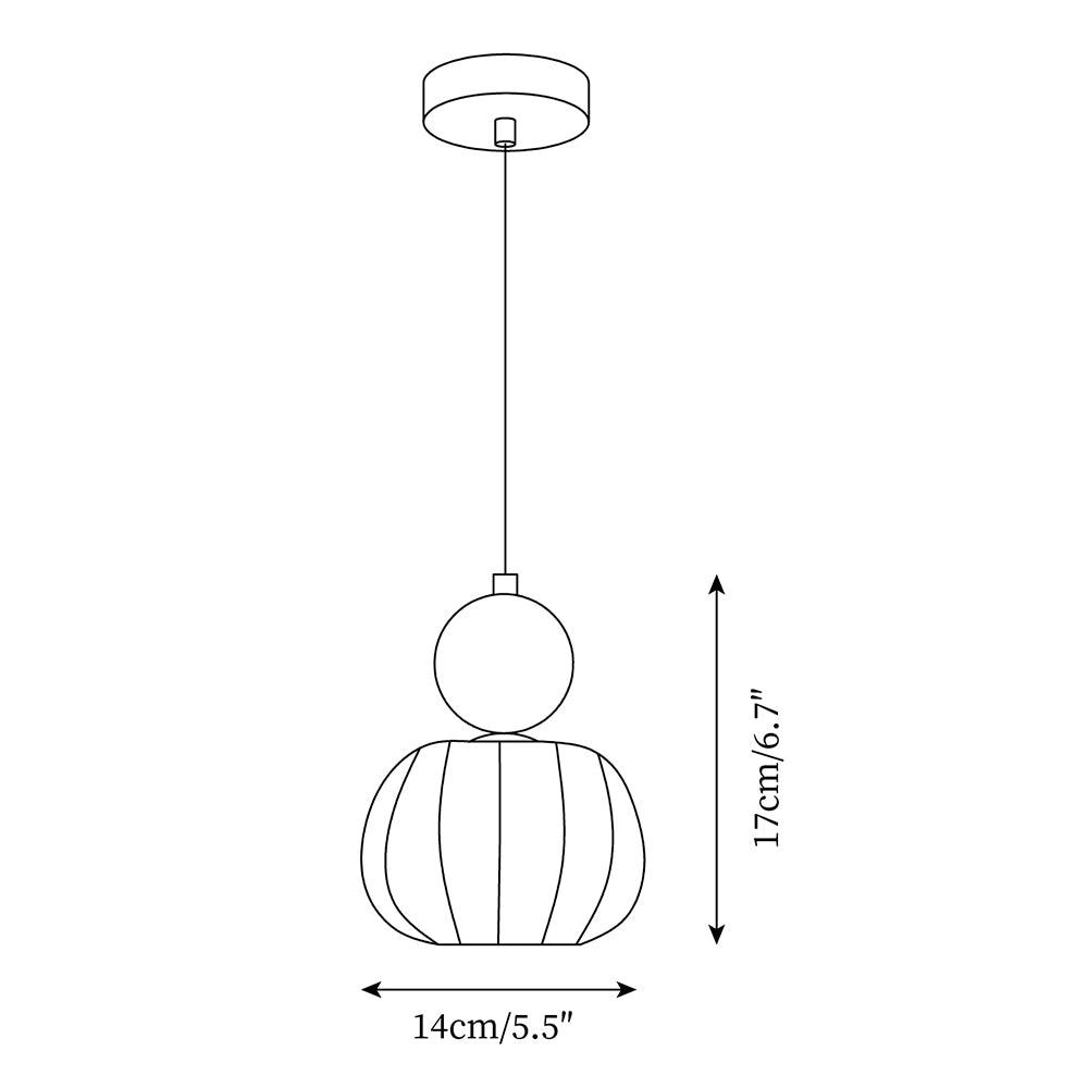 Pendant Light Acrylic Pumpkin Shade 5.5 in White Dining Room Bedroom Hanging Ceiling Fixture Adjustable Cord | Thomler