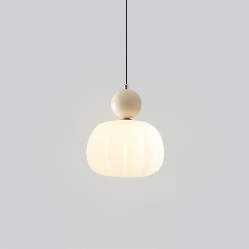 Pendant Light Acrylic Pumpkin Shade 5.5 in White Dining Room Bedroom Hanging Ceiling Fixture Adjustable Cord | Thomler