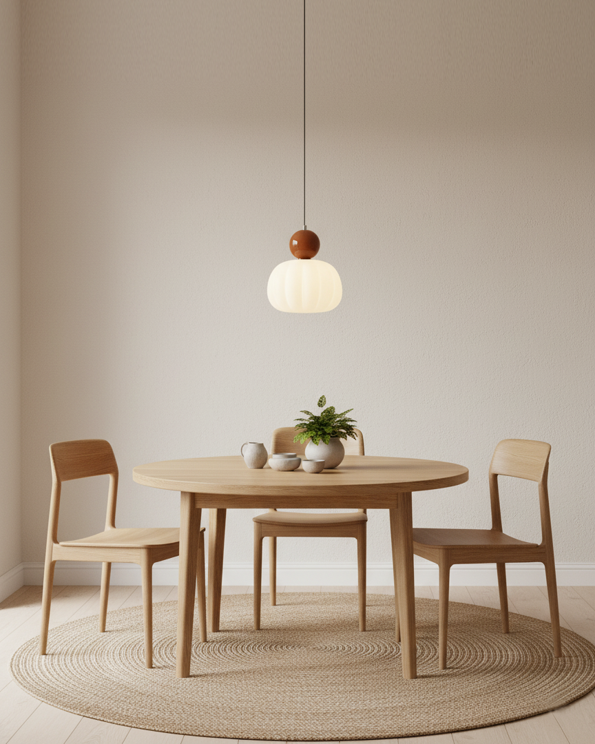 Pendant Light Acrylic Pumpkin Shade 5.5 in White Dining Room Bedroom Hanging Ceiling Fixture Adjustable Cord | Thomler