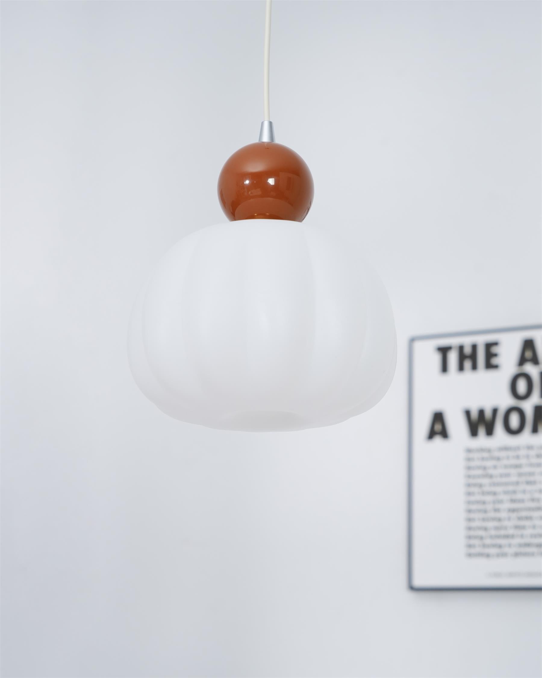 Pendant Light Acrylic Pumpkin Shade 5.5 in White Dining Room Bedroom Hanging Ceiling Fixture Adjustable Cord | Thomler