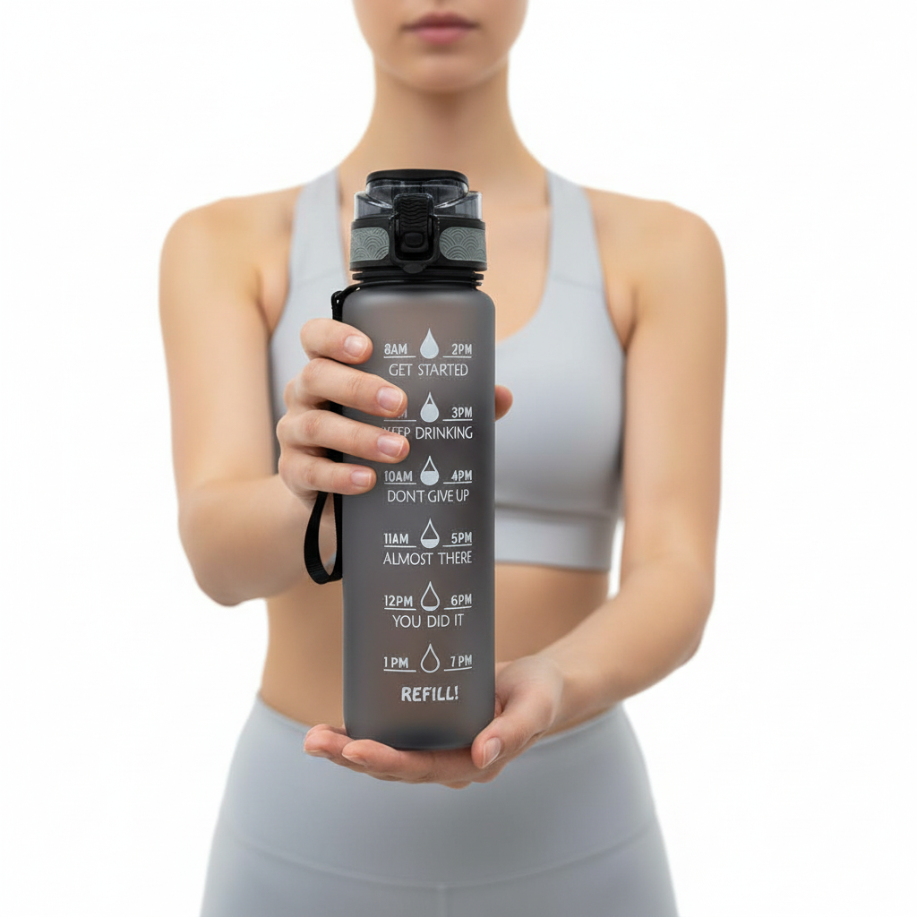 1L Time-Marked Water Bottle with Motivational Tracker for Daily Hydration Goals | Thomler