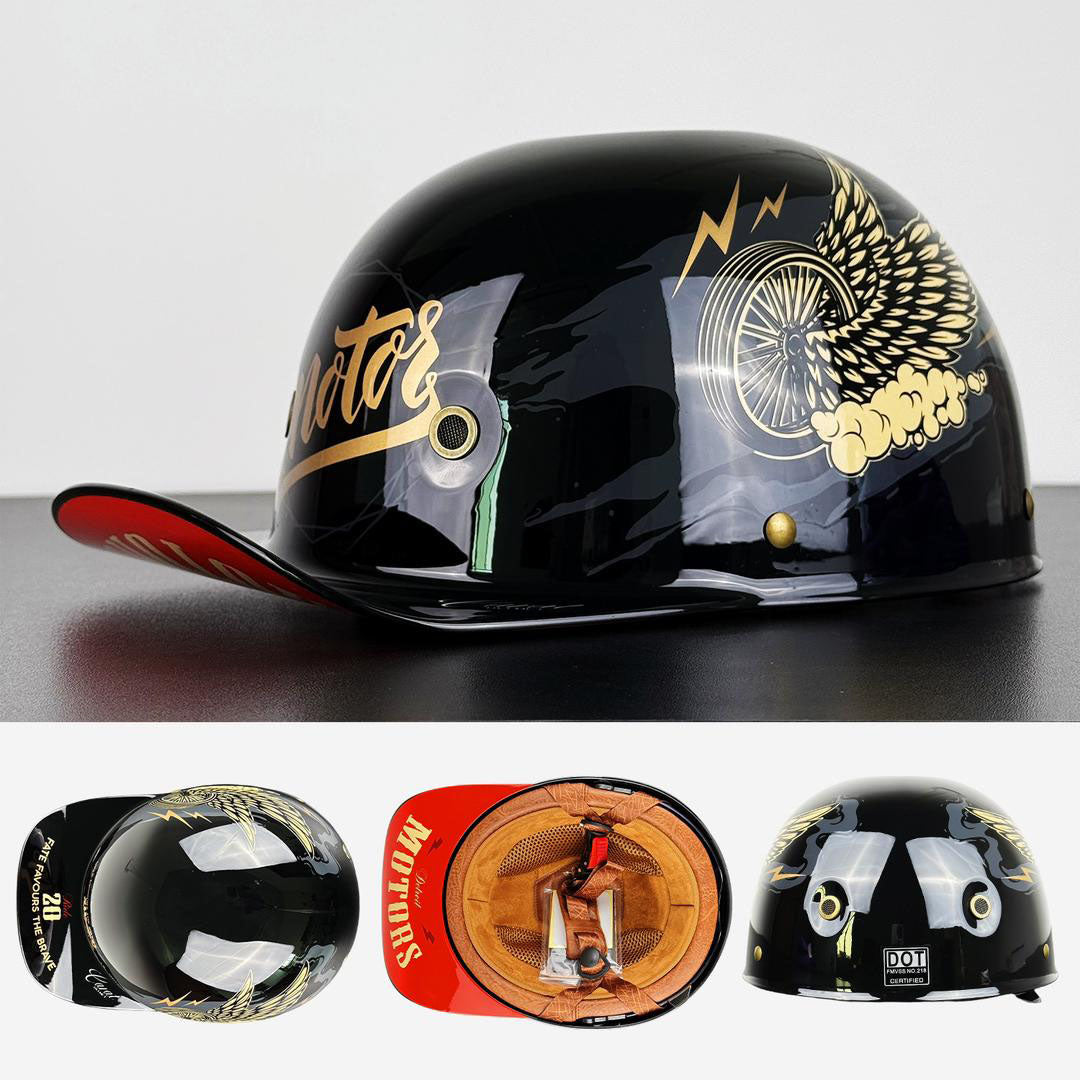 Half-Shell Motorcycle Helmet with Baseball Cap Visor – DOT & ECE Certified – Lightweight ABS Construction for Cruiser & Street Riding | Thomler