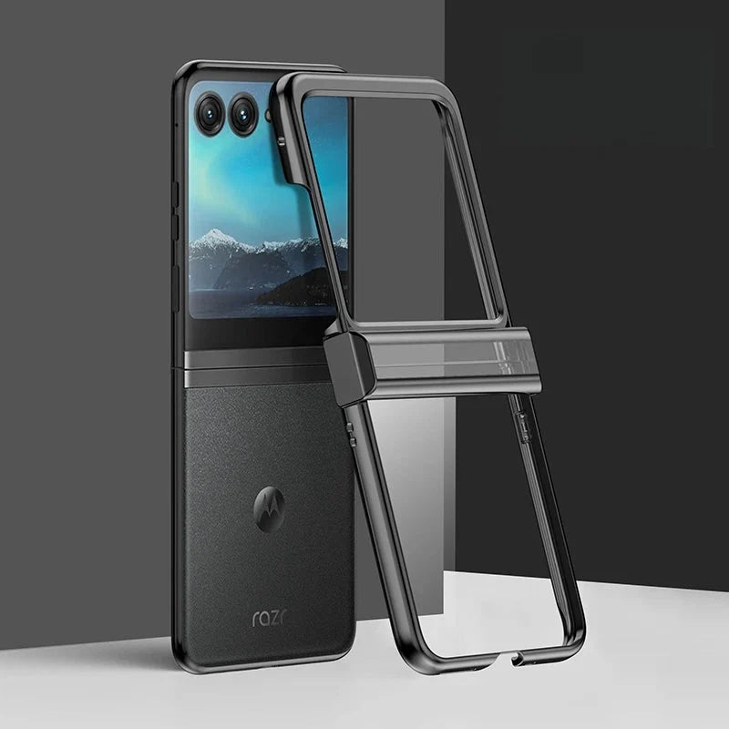 Clear Protective Case for Motorola Razr Plus Foldable Phone with Electroplated Edge Trim | Thomler