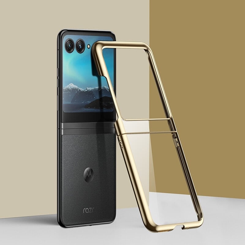 Clear Protective Case for Motorola Razr Plus Foldable Phone with Electroplated Edge Trim | Thomler