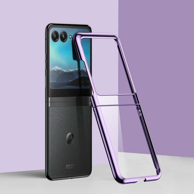 Clear Protective Case for Motorola Razr Plus Foldable Phone with Electroplated Edge Trim | Thomler