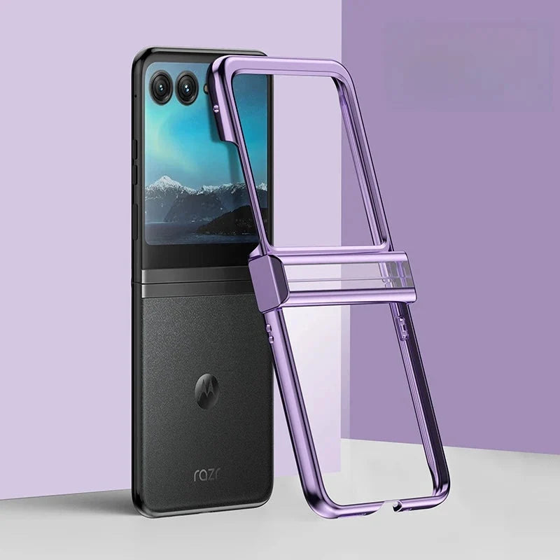Clear Protective Case for Motorola Razr Plus Foldable Phone with Electroplated Edge Trim | Thomler