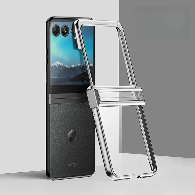 Clear Protective Case for Motorola Razr Plus Foldable Phone with Electroplated Edge Trim | Thomler