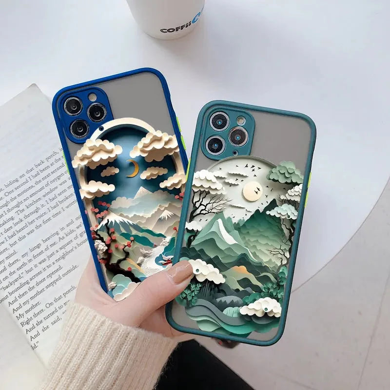 Silicone iPhone Case with Nature Scene Artwork – Shock-Absorbing Protection for iPhone 11-17 Series | Thomler
