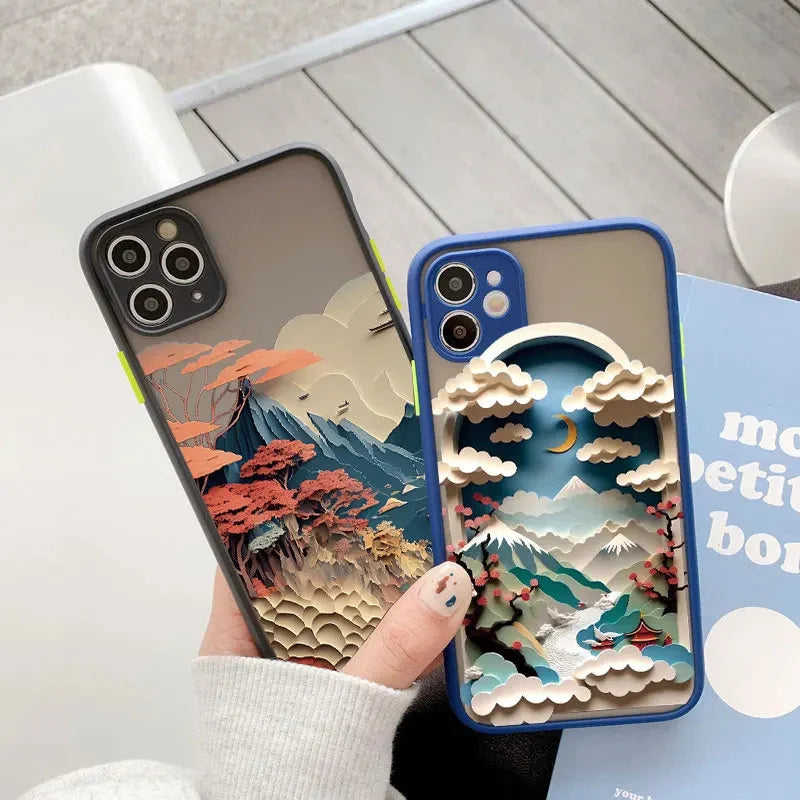 Silicone iPhone Case with Nature Scene Artwork – Shock-Absorbing Protection for iPhone 11-17 Series | Thomler