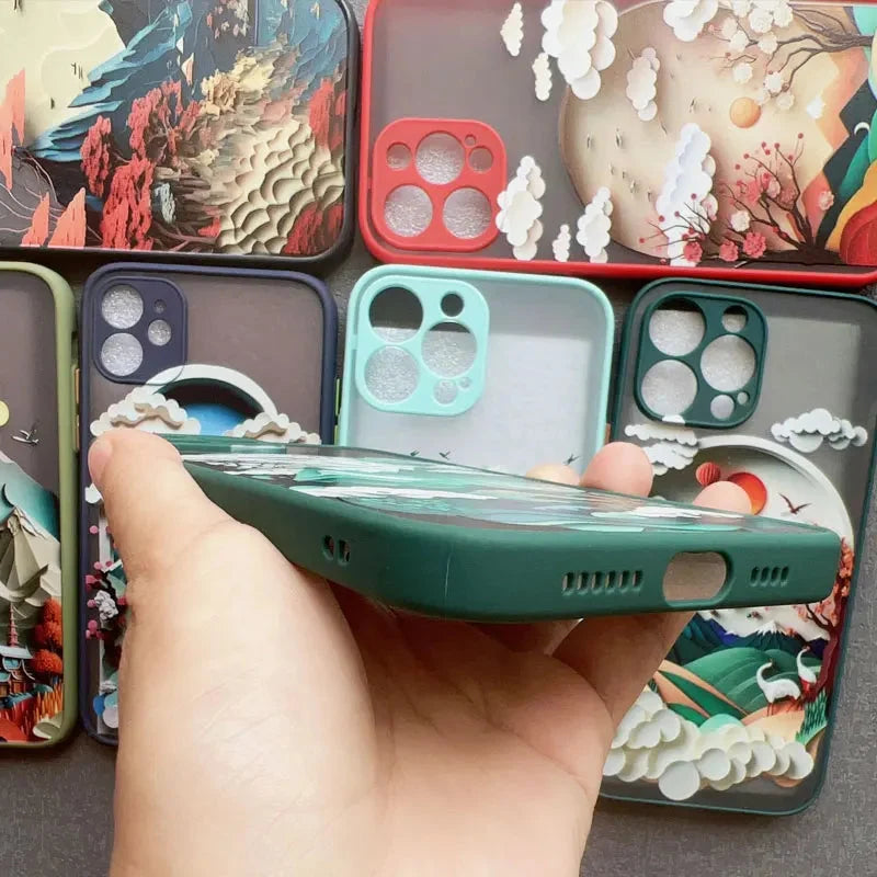 Silicone iPhone Case with Nature Scene Artwork – Shock-Absorbing Protection for iPhone 11-17 Series | Thomler