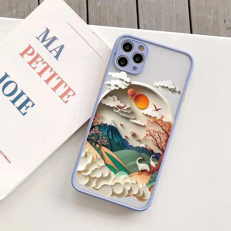 Silicone iPhone Case with Nature Scene Artwork – Shock-Absorbing Protection for iPhone 11-17 Series | Thomler