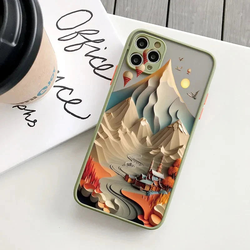 Silicone iPhone Case with Nature Scene Artwork – Shock-Absorbing Protection for iPhone 11-17 Series | Thomler