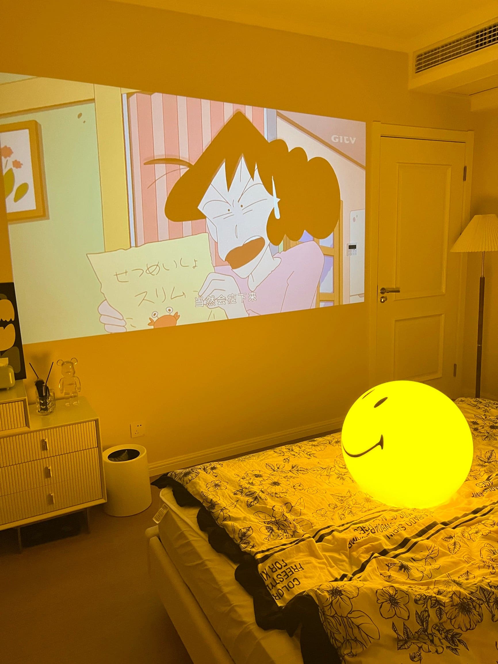 Table Lamp Polypropylene 9 in Yellow Playroom Bedroom Decorative LED Night Light | Thomler
