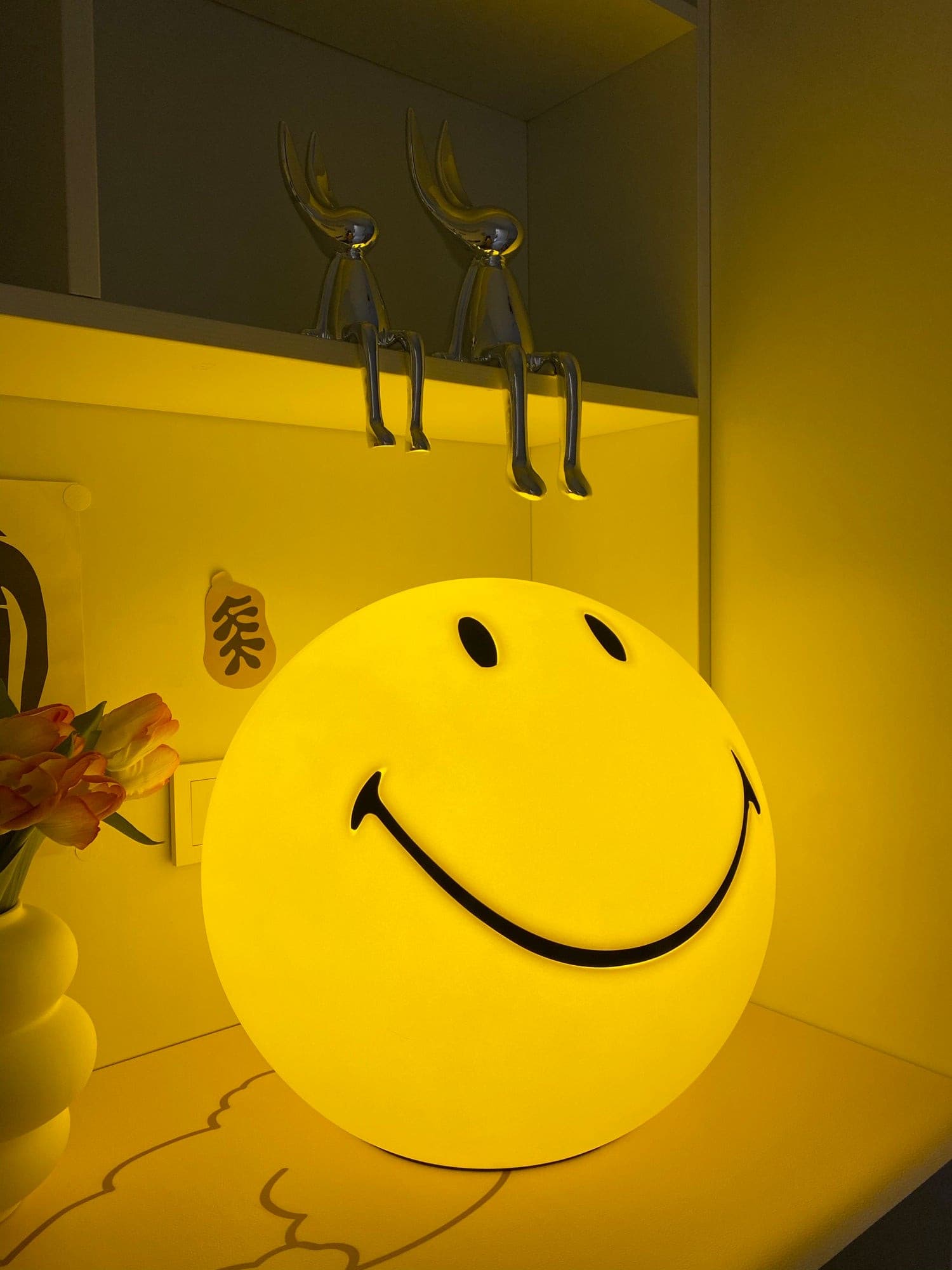 Table Lamp Polypropylene 9 in Yellow Playroom Bedroom Decorative LED Night Light | Thomler