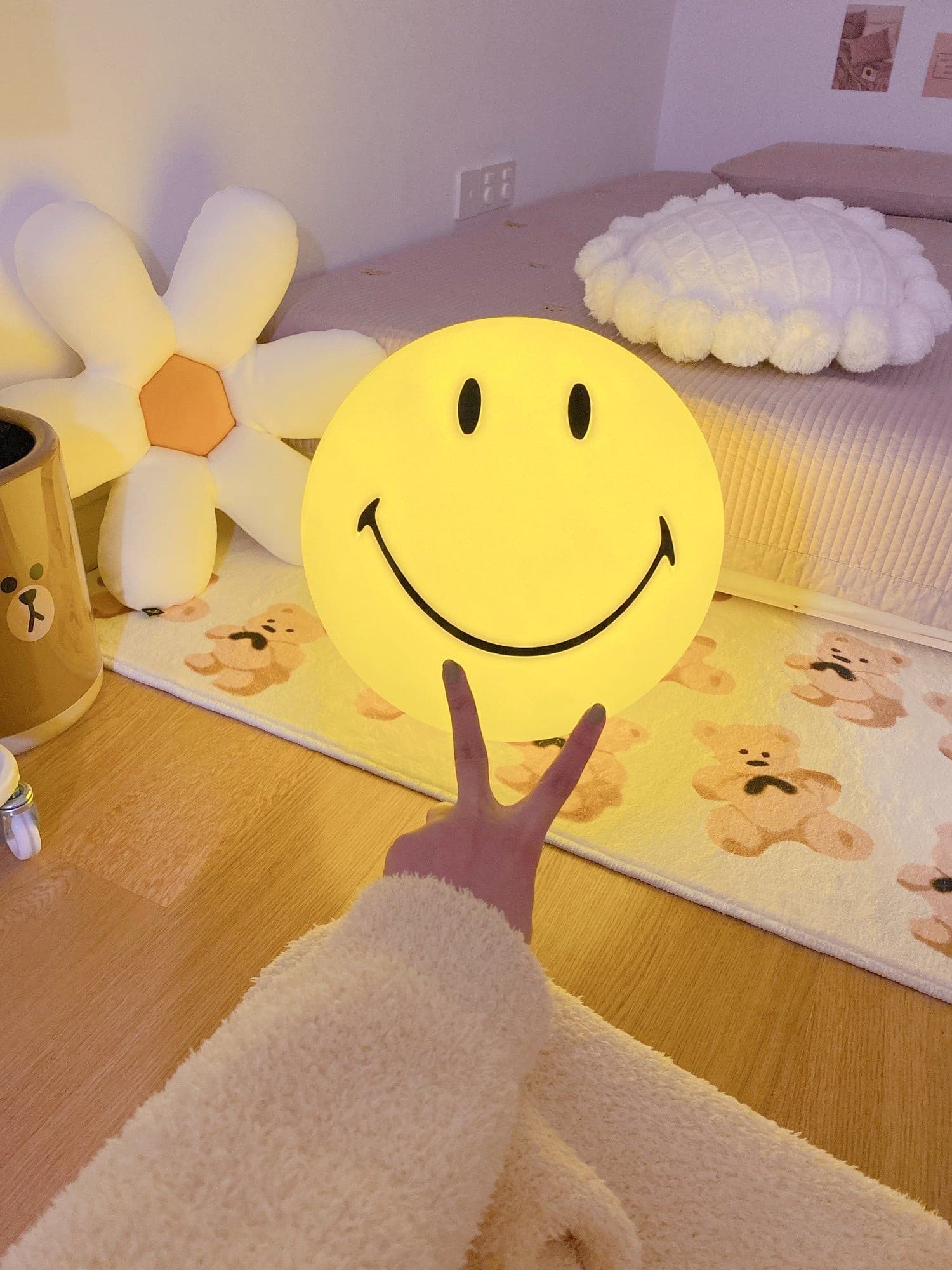 Table Lamp Polypropylene 9 in Yellow Playroom Bedroom Decorative LED Night Light | Thomler