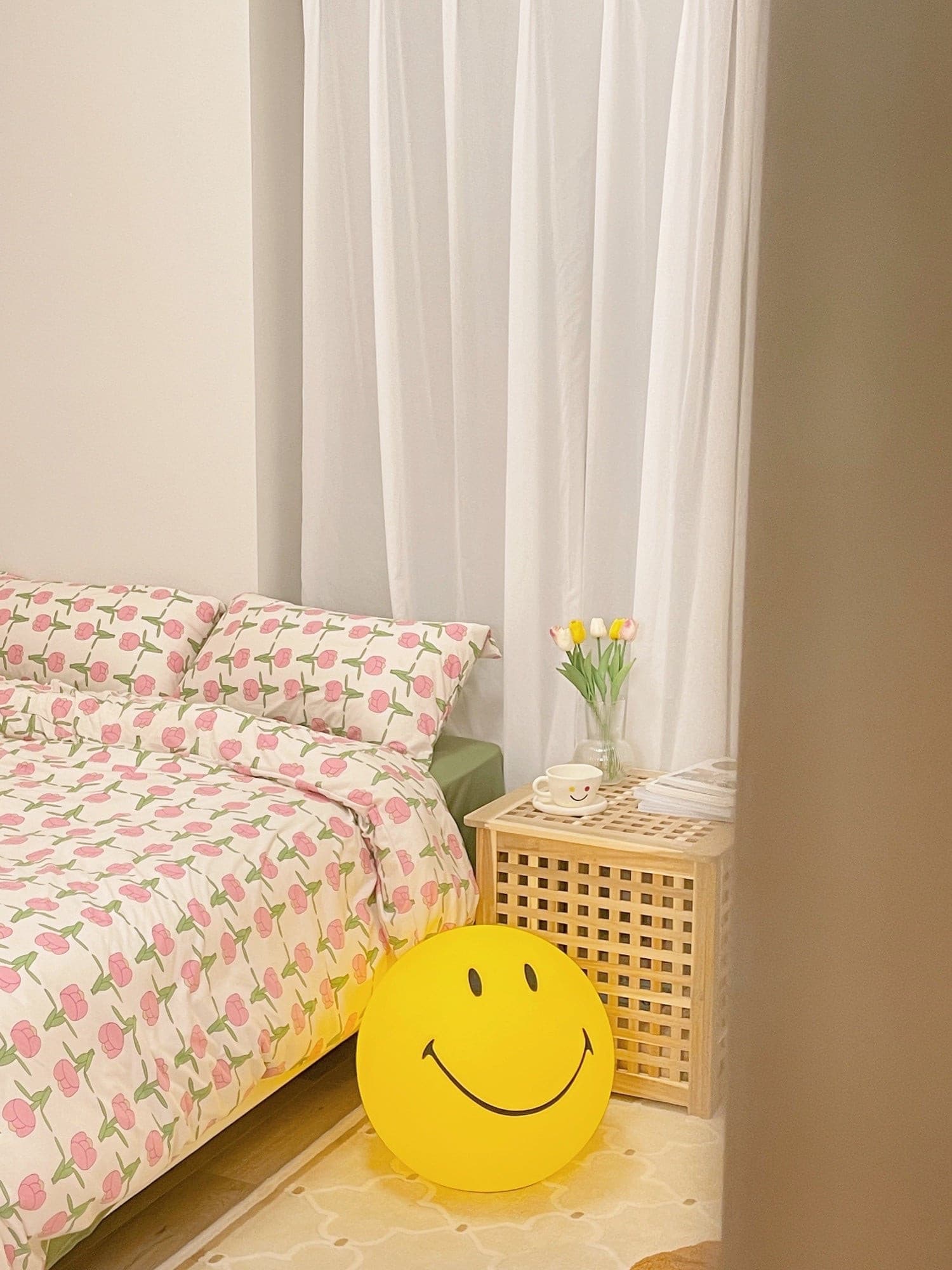 Table Lamp Polypropylene 9 in Yellow Playroom Bedroom Decorative LED Night Light | Thomler