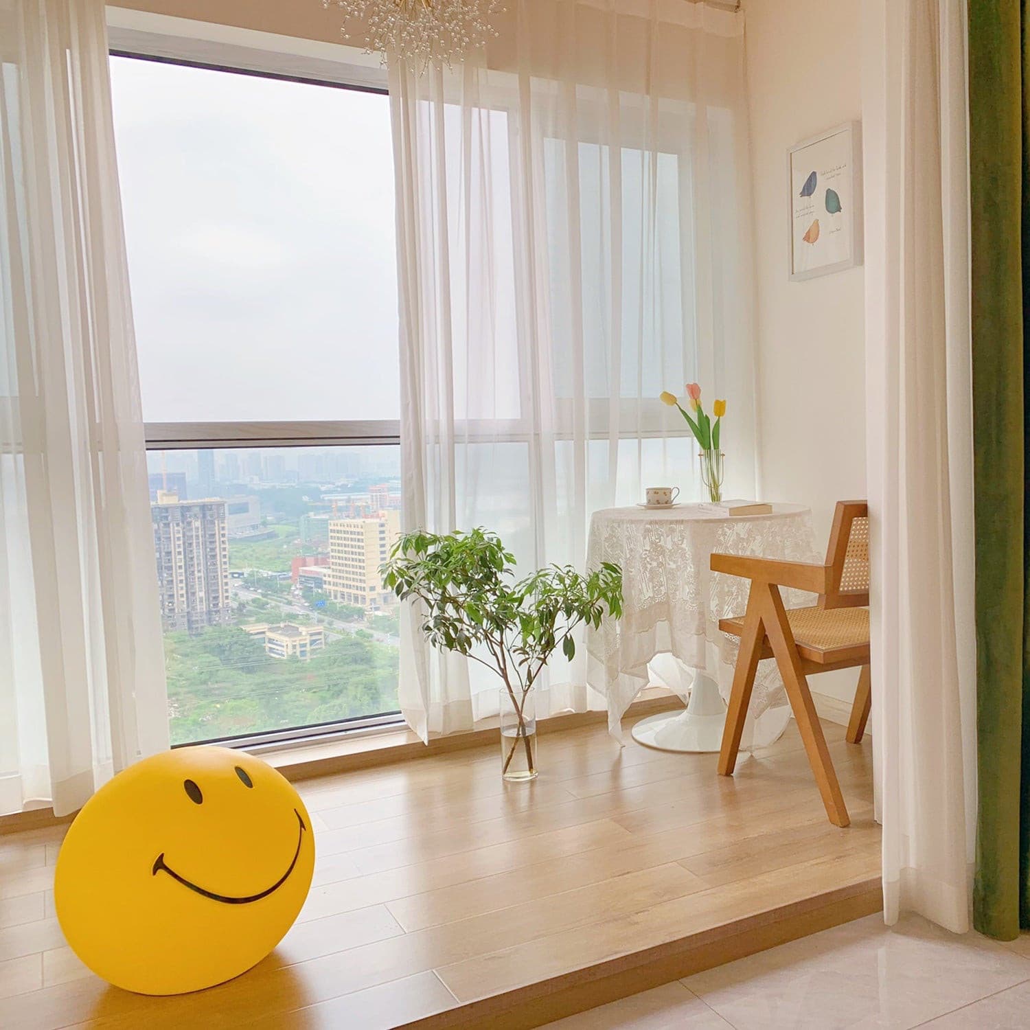 Table Lamp Polypropylene 9 in Yellow Playroom Bedroom Decorative LED Night Light | Thomler