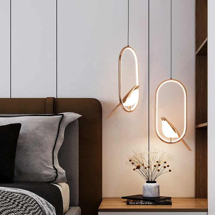 Hanging Ceiling Light with Sculptural Bird Accent and LED Illumination for Living Room, Bedroom & Entryway | Thomler