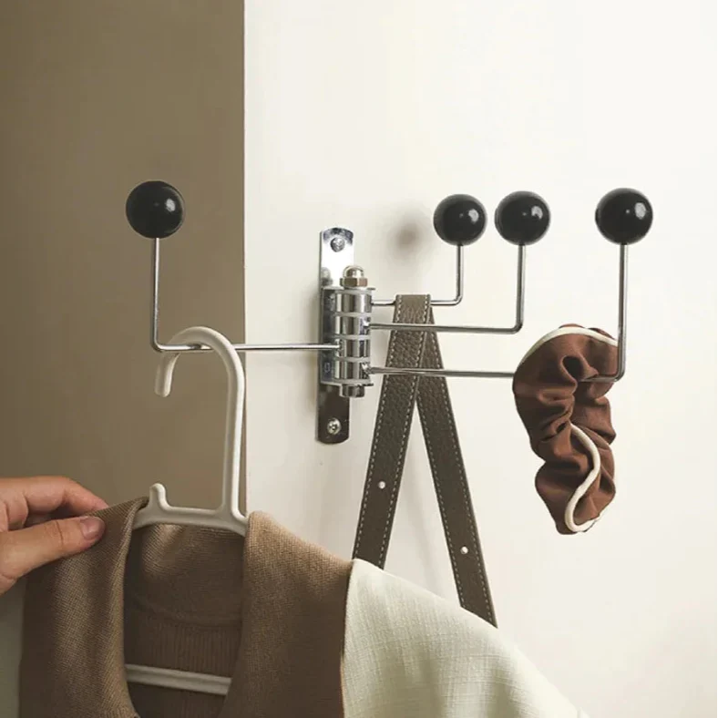 Wall Coat Rack Iron 19.5 cm 4 Hook Hallway Bedroom Bathroom Storage Organiser Retro Round Knob Hanger | Thomler