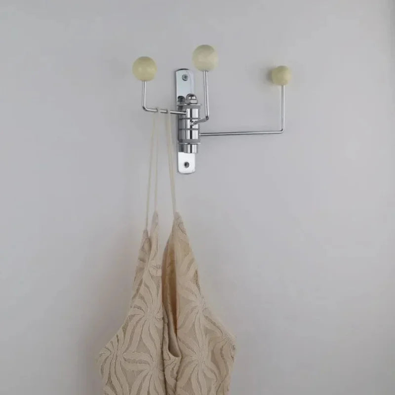 Wall Coat Rack Iron 19.5 cm 4 Hook Hallway Bedroom Bathroom Storage Organiser Retro Round Knob Hanger | Thomler