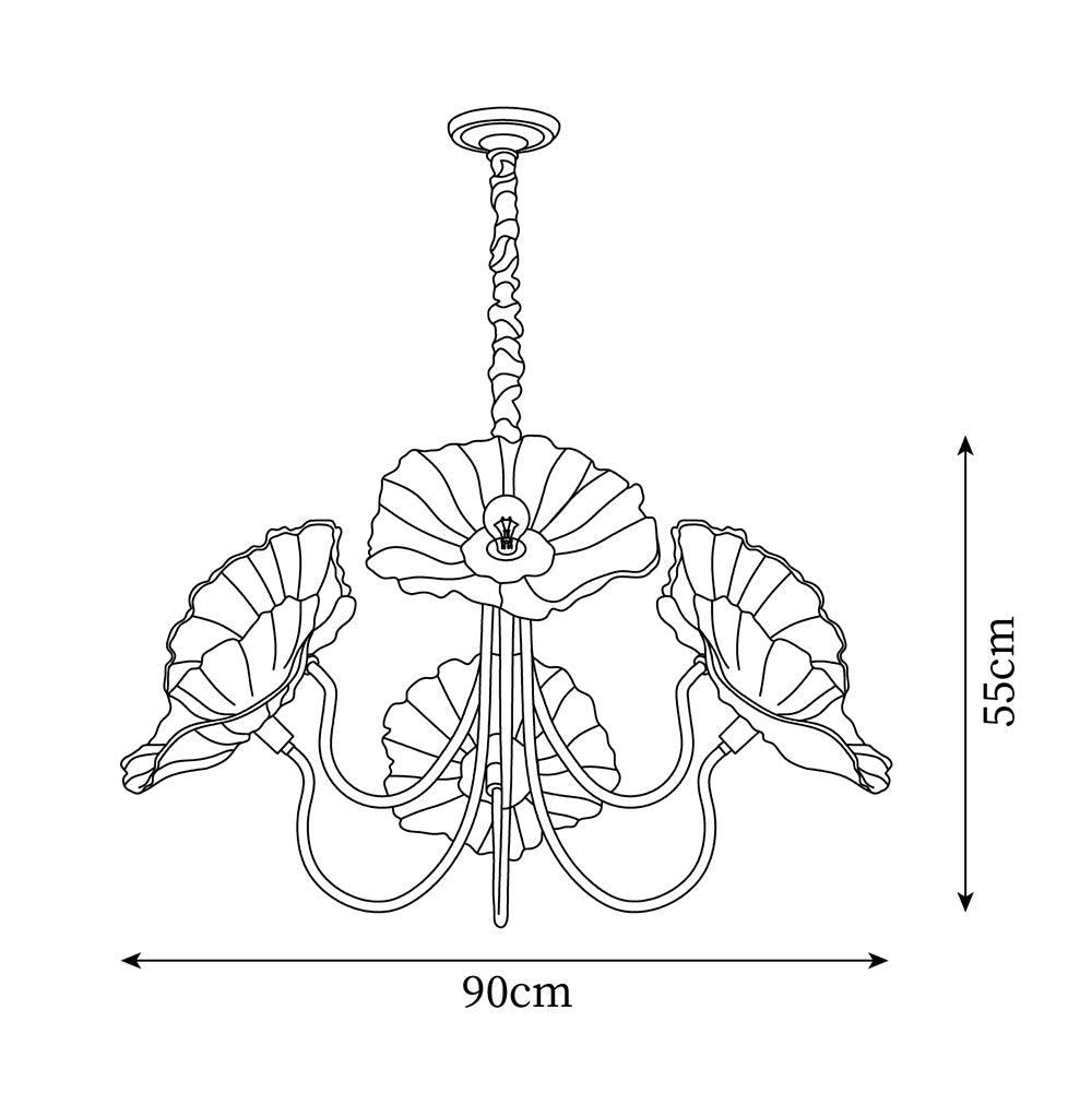Chandelier Glass Lotus Leaf 35.4 in Modern Indoor Ceiling Light Clear Pink Artistic Home Dining Room Lighting | Thomler