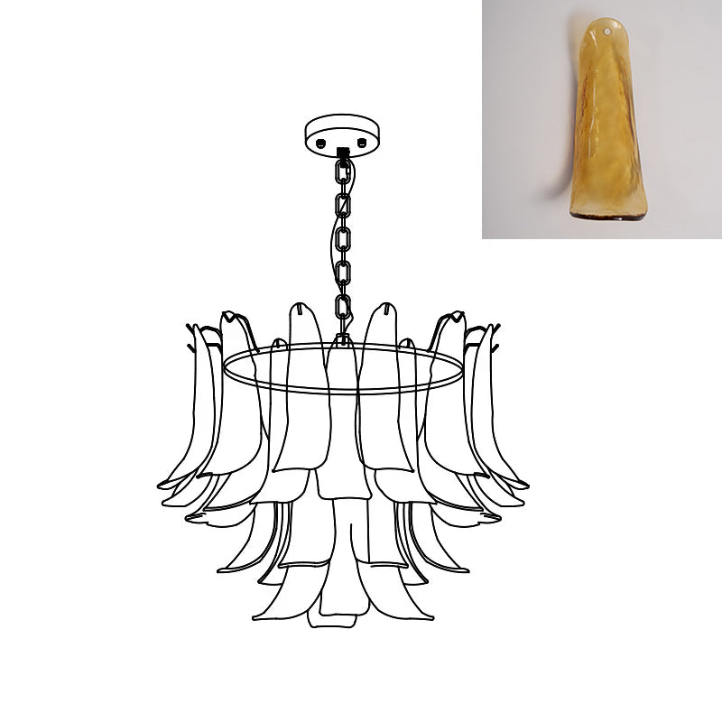 Chandelier Glass Murano 19.6 in Indoor Ceiling Light White Amber Clear Decorative Fixture | Thomler