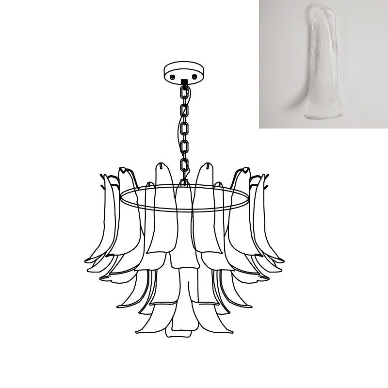 Chandelier Glass Murano 19.6 in Indoor Ceiling Light White Amber Clear Decorative Fixture | Thomler