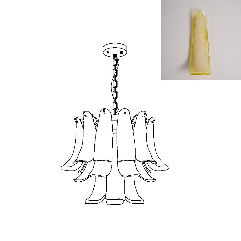 Chandelier Glass Murano 19.6 in Indoor Ceiling Light White Amber Clear Decorative Fixture | Thomler