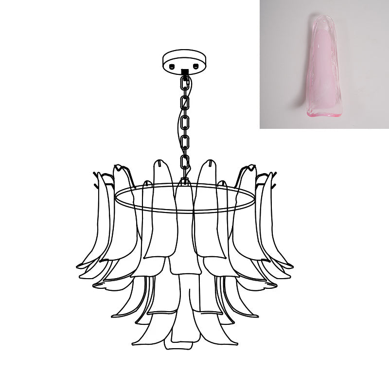 Chandelier Glass Murano 19.6 in Indoor Ceiling Light White Amber Clear Decorative Fixture | Thomler