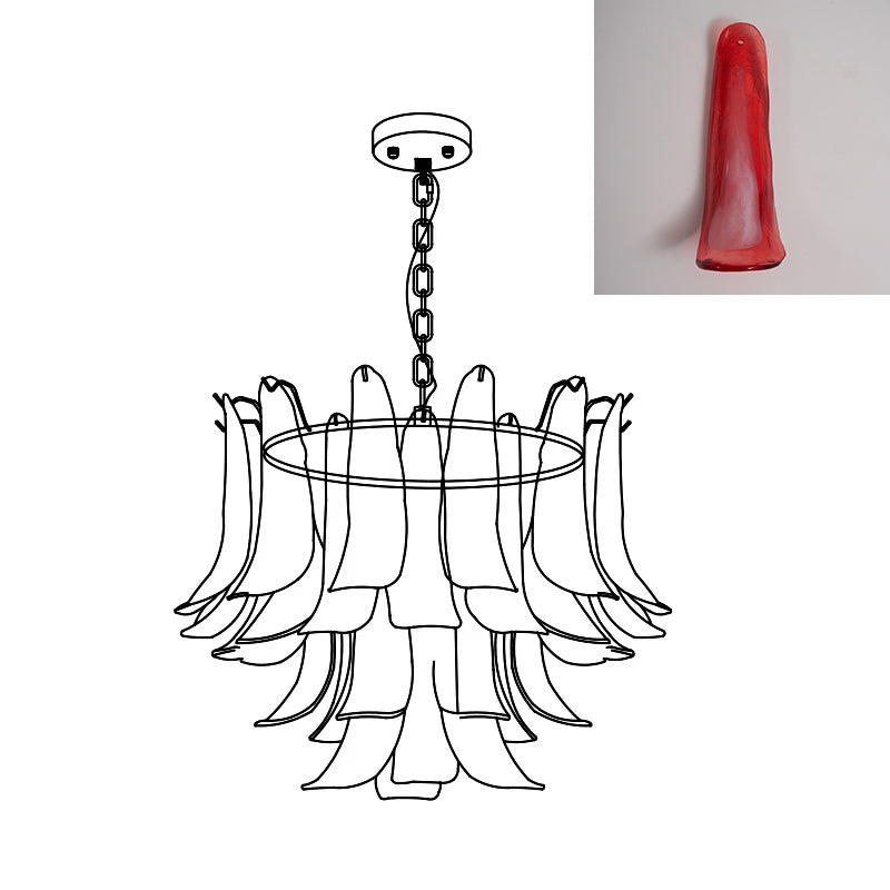 Chandelier Glass Murano 19.6 in Indoor Ceiling Light White Amber Clear Decorative Fixture | Thomler