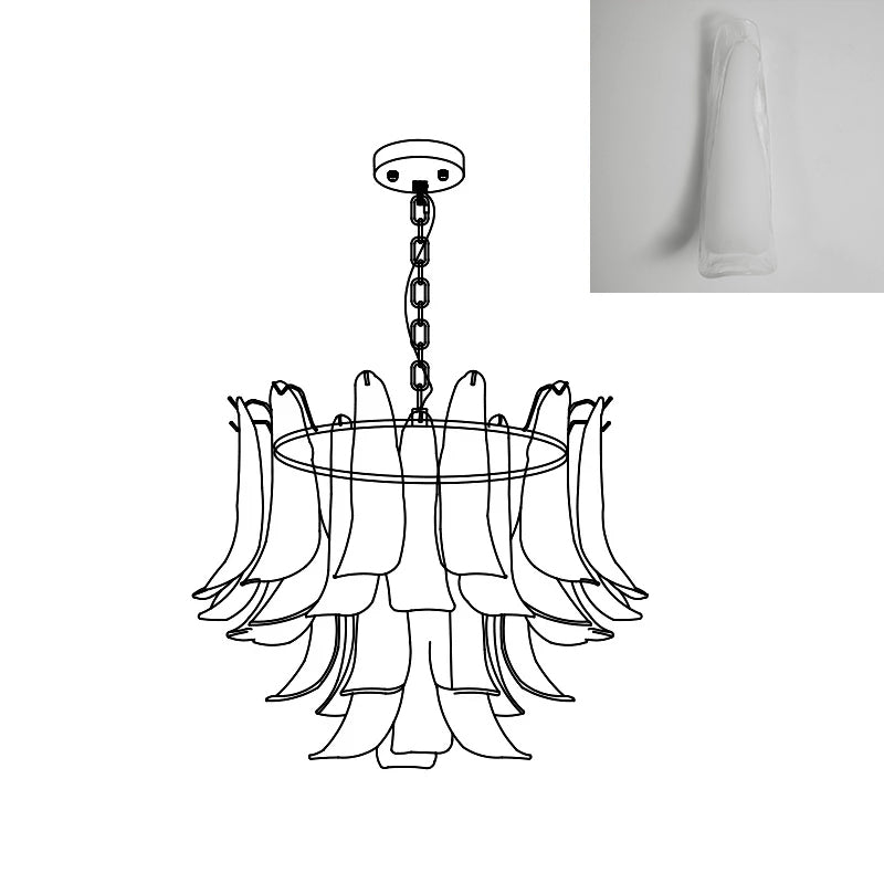Chandelier Glass Murano 19.6 in Indoor Ceiling Light White Amber Clear Decorative Fixture | Thomler