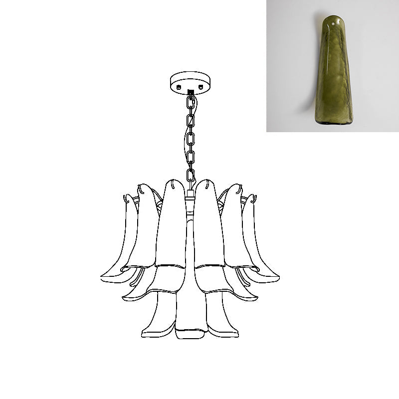 Chandelier Glass Murano 19.6 in Indoor Ceiling Light White Amber Clear Decorative Fixture | Thomler