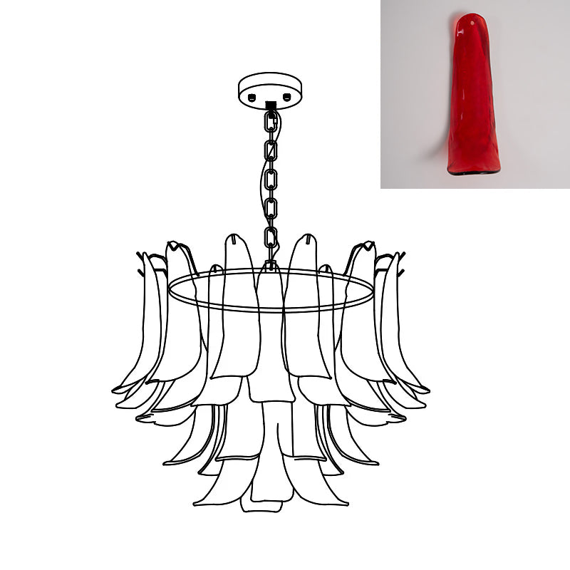 Chandelier Glass Murano 19.6 in Indoor Ceiling Light White Amber Clear Decorative Fixture | Thomler