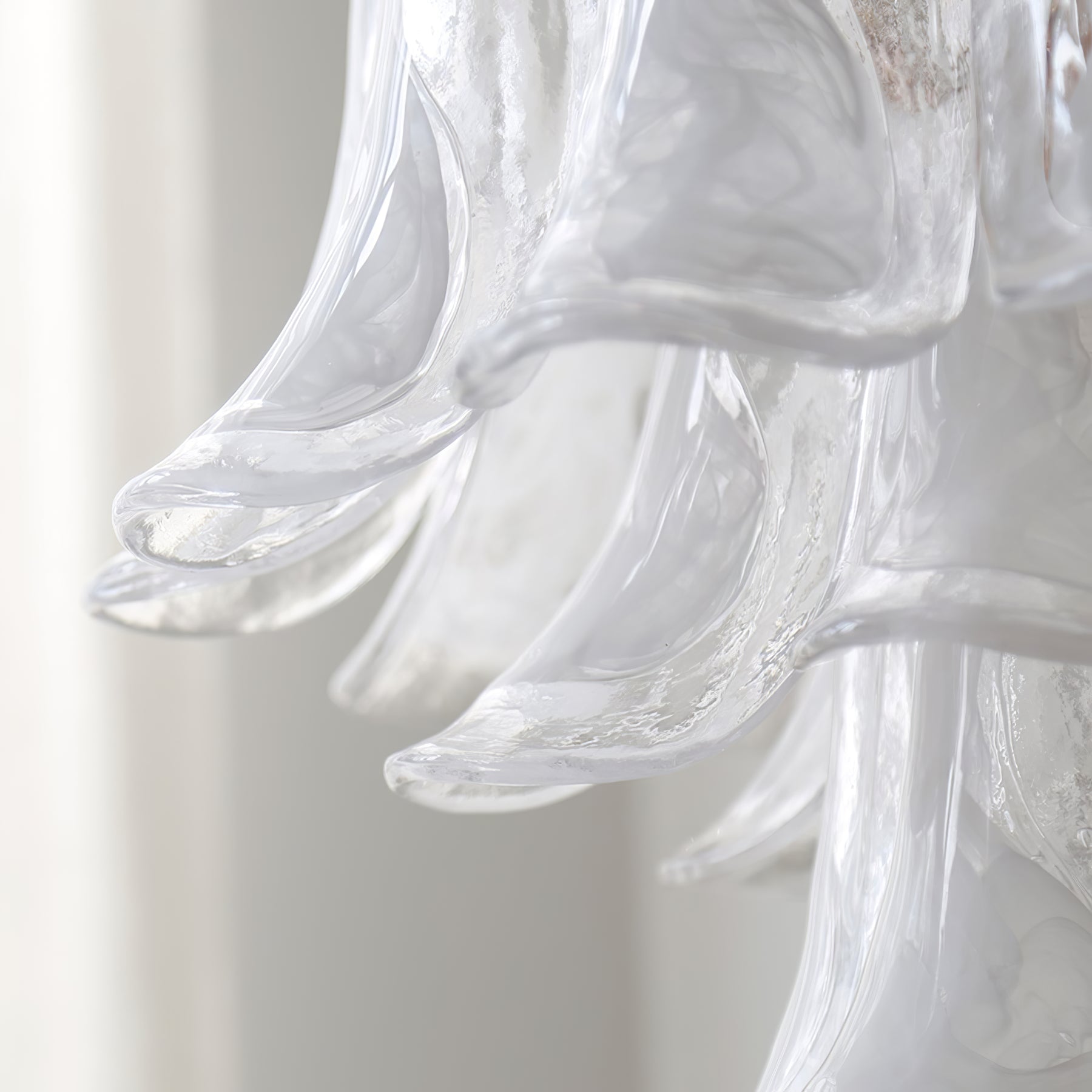 Chandelier Glass Murano 19.6 in Indoor Ceiling Light White Amber Clear Decorative Fixture | Thomler