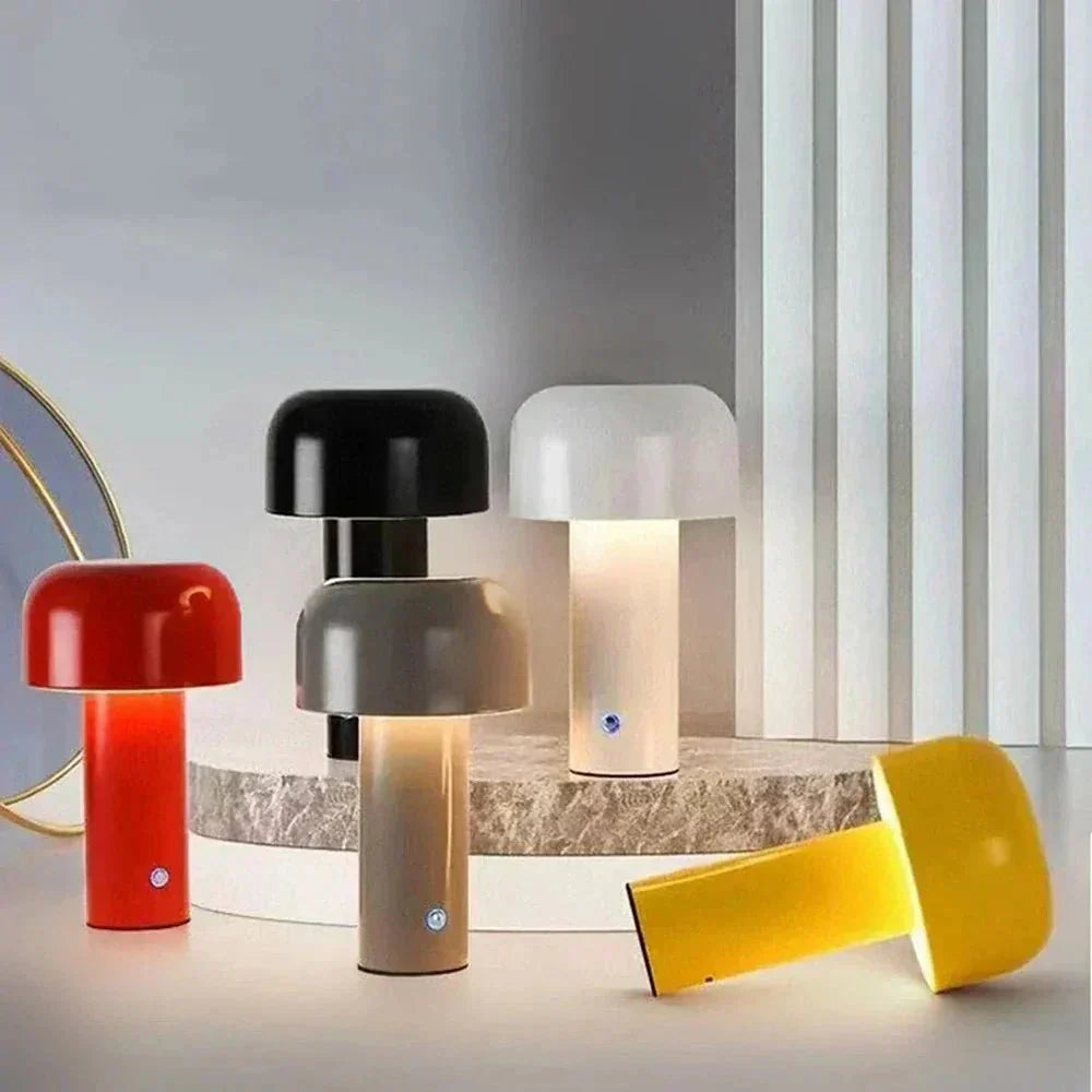 Table Lamp Plastic 25.0 cm Yellow Wireless Bedside Mood Lighting USB Rechargeable LED Mushroom Accent Light | Thomler