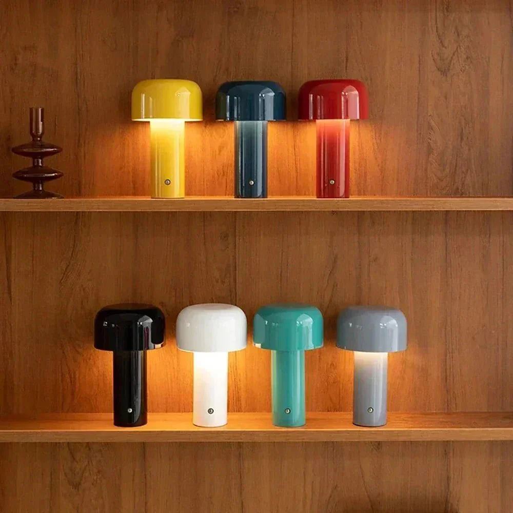 Table Lamp Plastic 25.0 cm Yellow Wireless Bedside Mood Lighting USB Rechargeable LED Mushroom Accent Light | Thomler