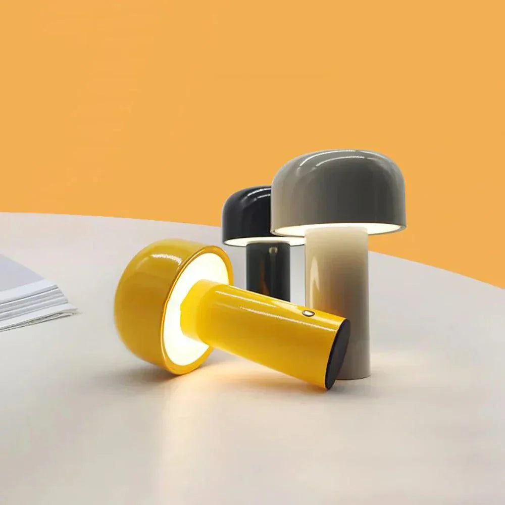 Table Lamp Plastic 25.0 cm Yellow Wireless Bedside Mood Lighting USB Rechargeable LED Mushroom Accent Light | Thomler