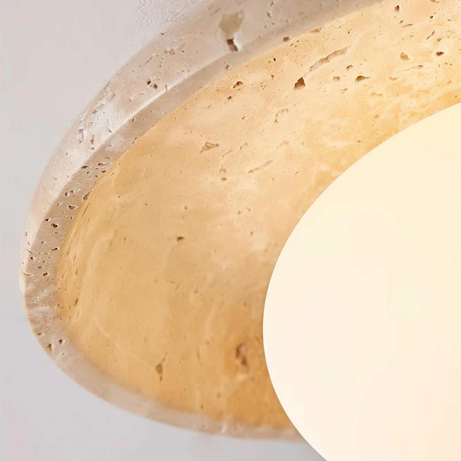 Ceiling Light Wood And Travertine 9.8 In White Hallway Bedroom Flush Mount Wall Or Ceiling Fixture | Thomler