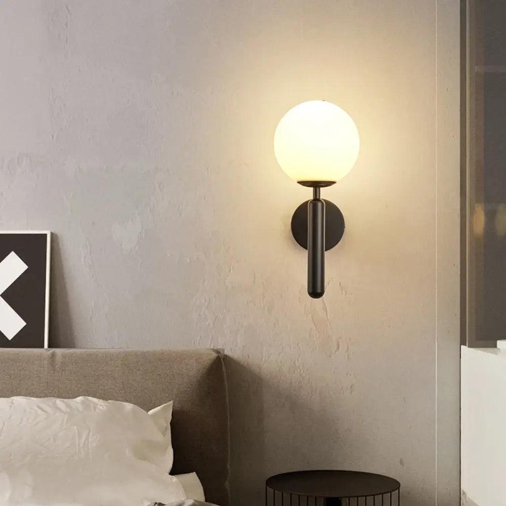 Decorative Wall Sconce Light with Handcrafted Glass Shade for Living Room Bedroom Hallway Modern Brass Black Finish | Thomler