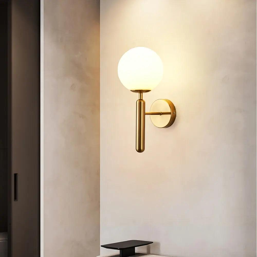 Decorative Wall Sconce Light with Handcrafted Glass Shade for Living Room Bedroom Hallway Modern Brass Black Finish | Thomler