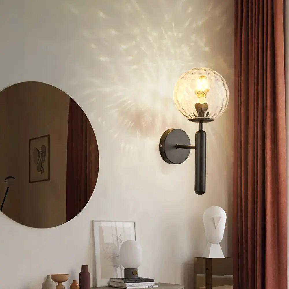 Decorative Wall Sconce Light with Handcrafted Glass Shade for Living Room Bedroom Hallway Modern Brass Black Finish | Thomler