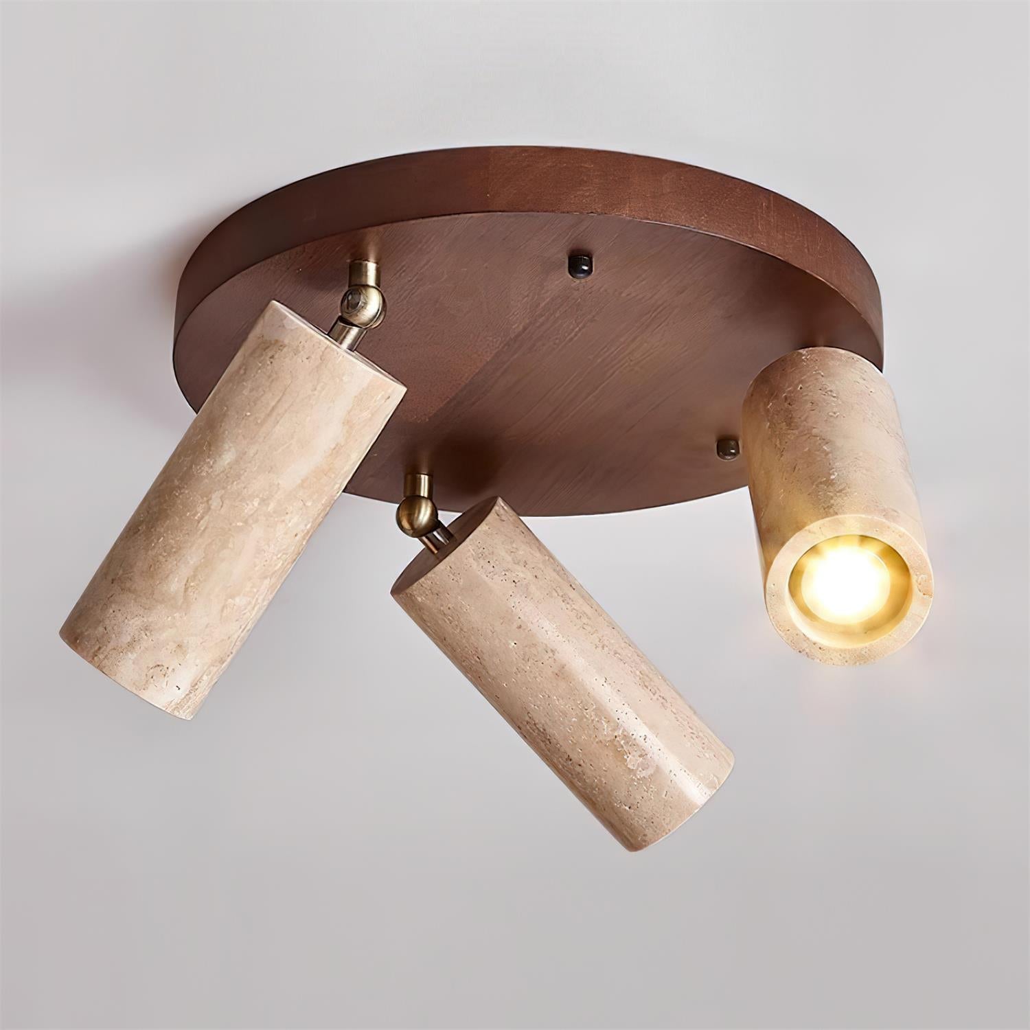 Ceiling Spotlight Travertine Wood 3 Light Adjustable Kitchen Hallway Directional Ceiling Lamp Modern Natural Interior | Thomler