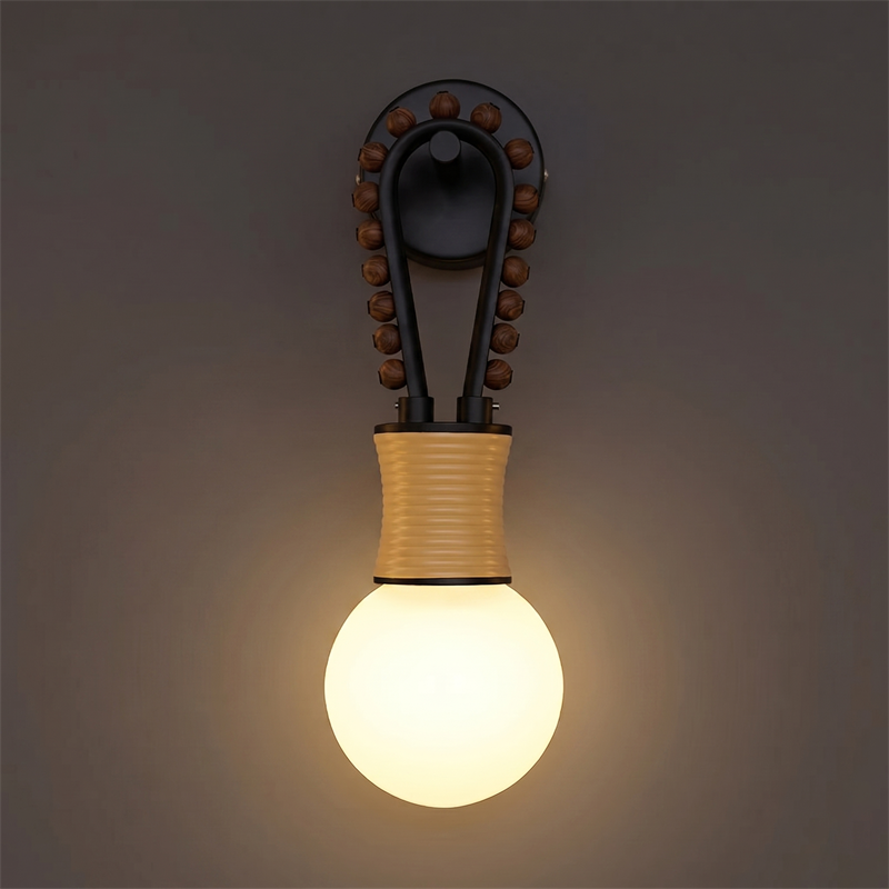 Hand-Carved Spanish Stone Sconce with Brass or Wood Frame – Natural Translucent Wall Light for Living Room & Hallway | Thomler