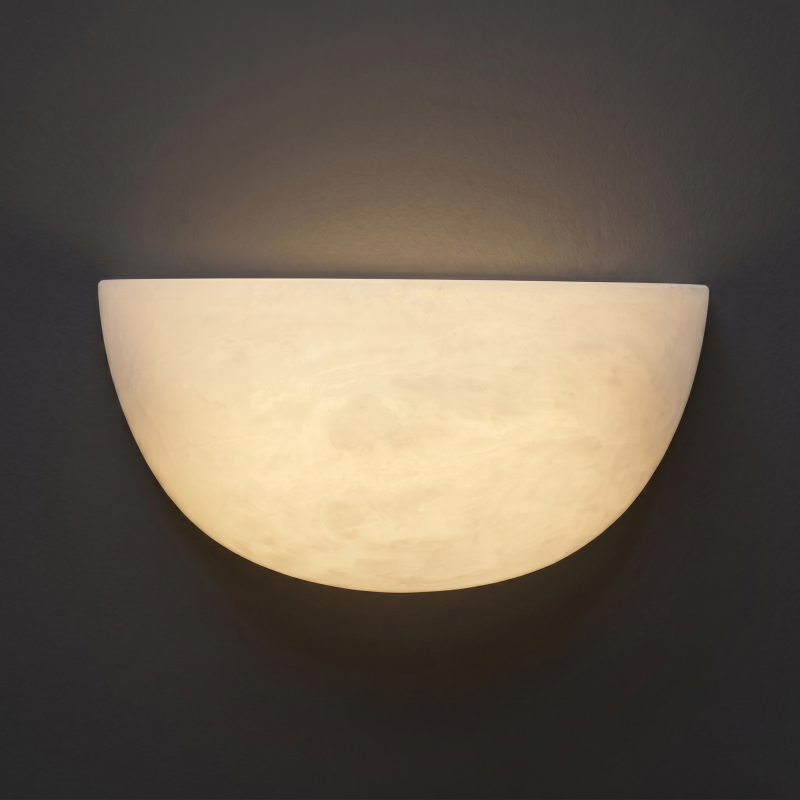 Hand-Carved Spanish Stone Sconce with Brass or Wood Frame – Natural Translucent Wall Light for Living Room & Hallway | Thomler