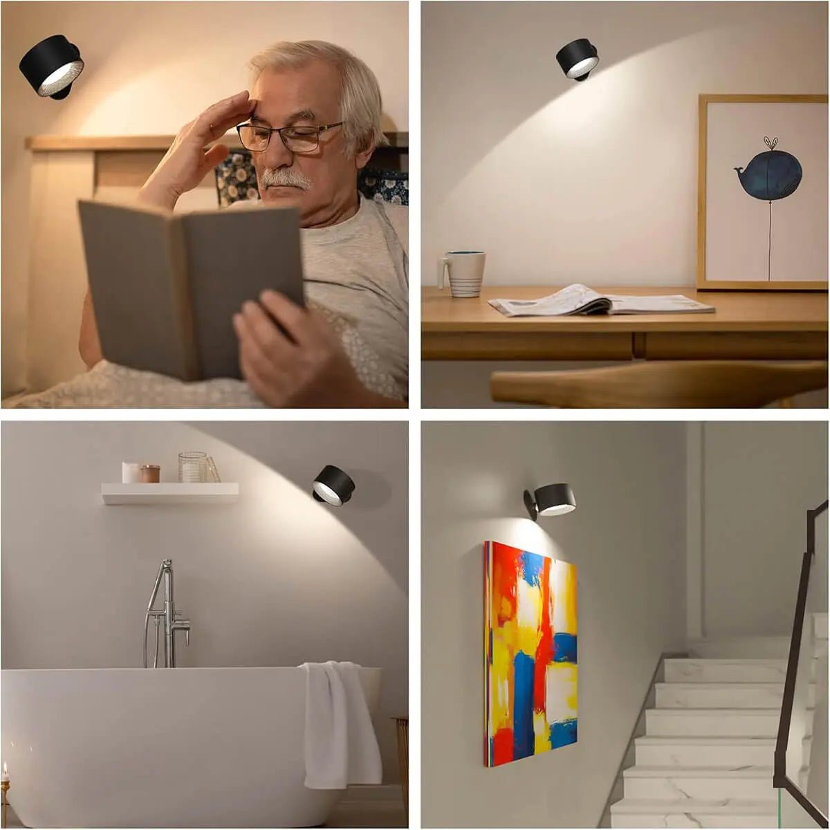 Wall Lamp Aluminum LED 7.9 in Adjustable Living Room Bedroom Hallway Wireless Rechargeable Remote Control | Thomler