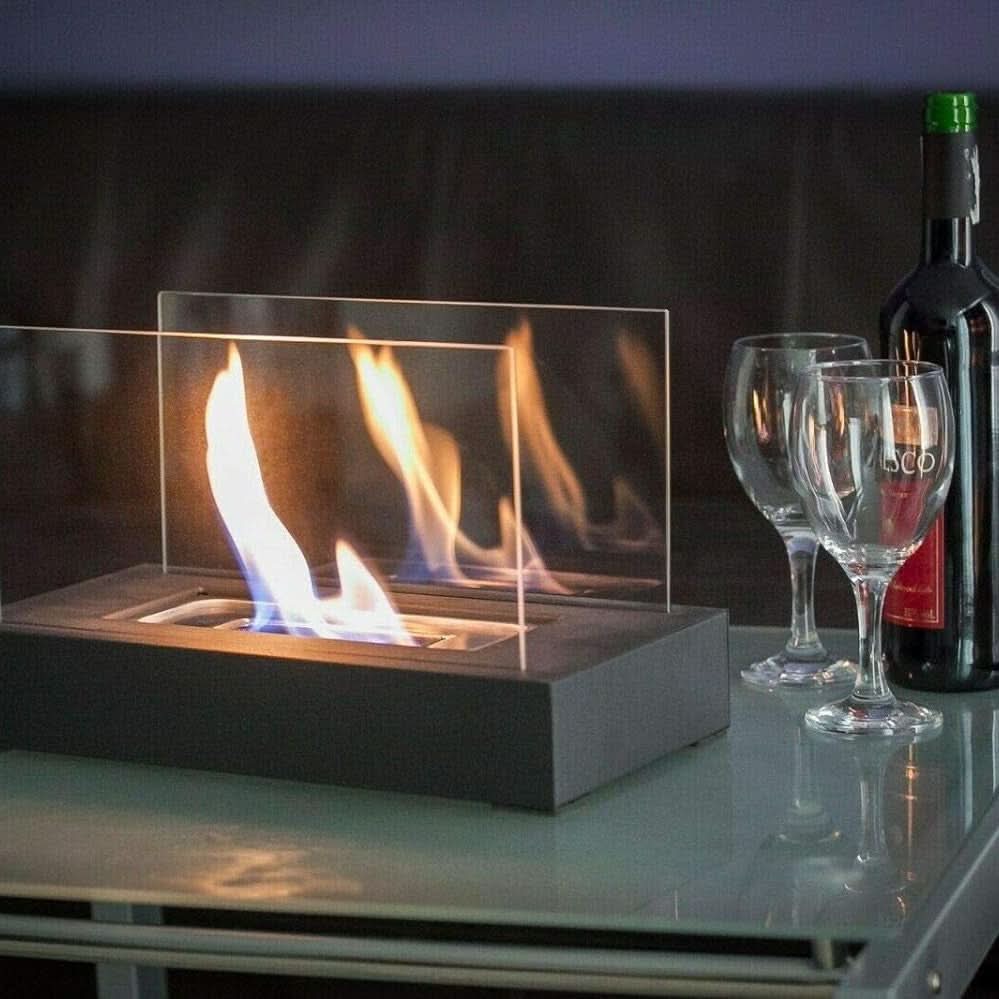 Tabletop Bioethanol Fireplace – Portable Indoor Outdoor Fire Pit with Real Flame for Dining Table Living Room Patio Decor | Thomler