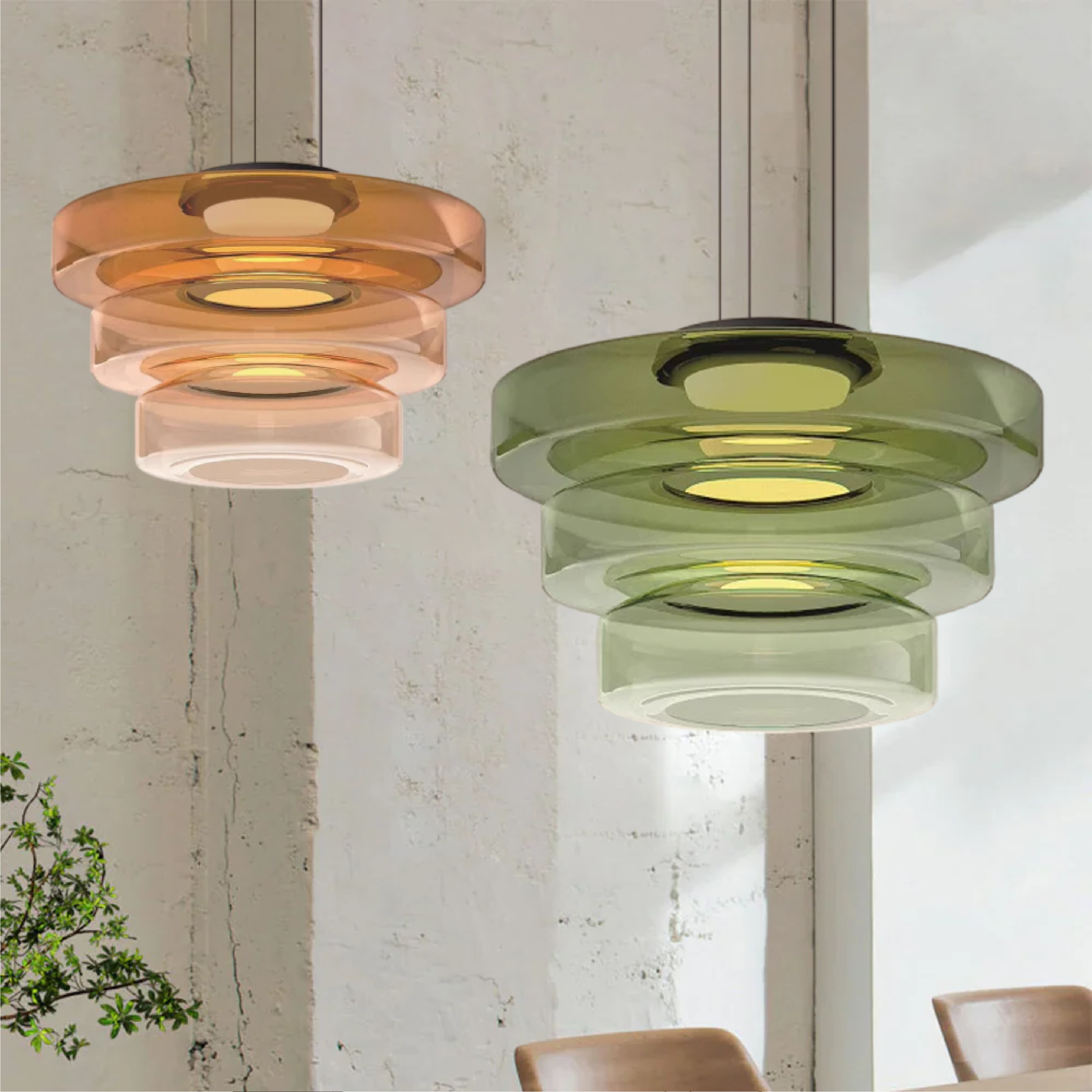 Pendant Light Glass 45.0 cm Amber Warm LED Dining Room Kitchen Island Bauhaus Hanging Ceiling Lamp Adjustable Cord | Thomler