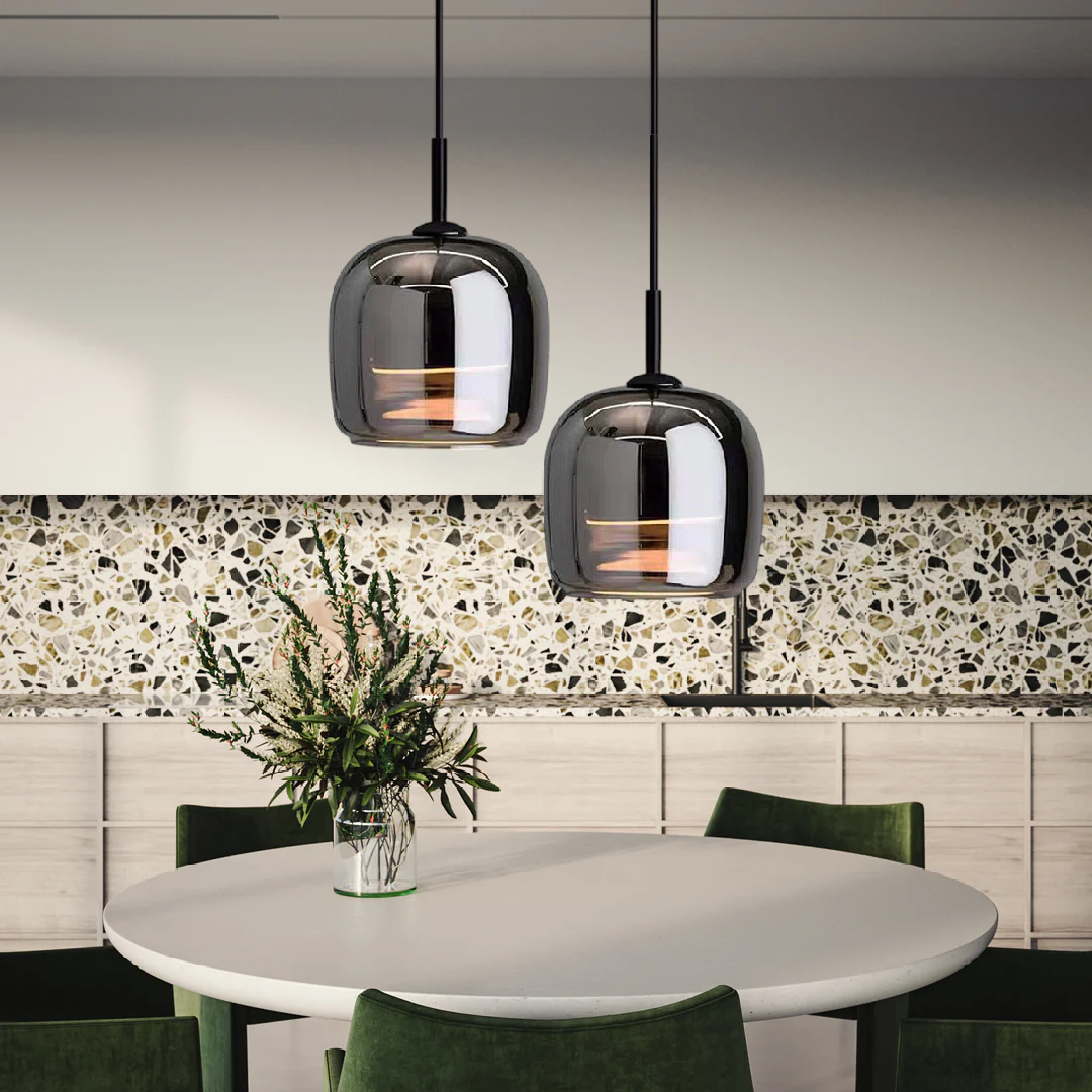 Pendant Light Glass 16.0 cm Black Bedroom Kitchen Island Scandinavian Hanging Ceiling Lamp E27 Modern Nordic Lighting | Thomler