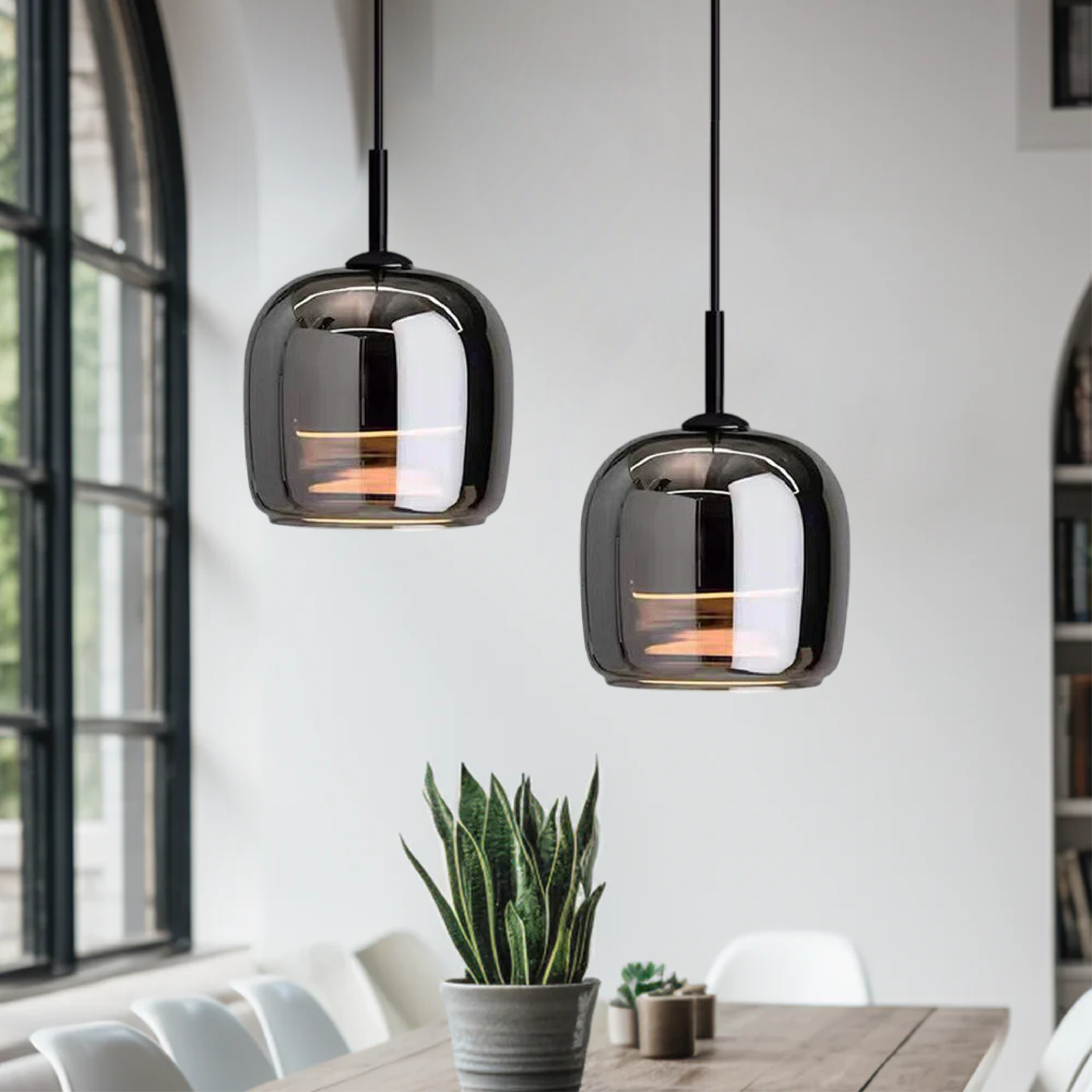 Pendant Light Glass 16.0 cm Black Bedroom Kitchen Island Scandinavian Hanging Ceiling Lamp E27 Modern Nordic Lighting | Thomler